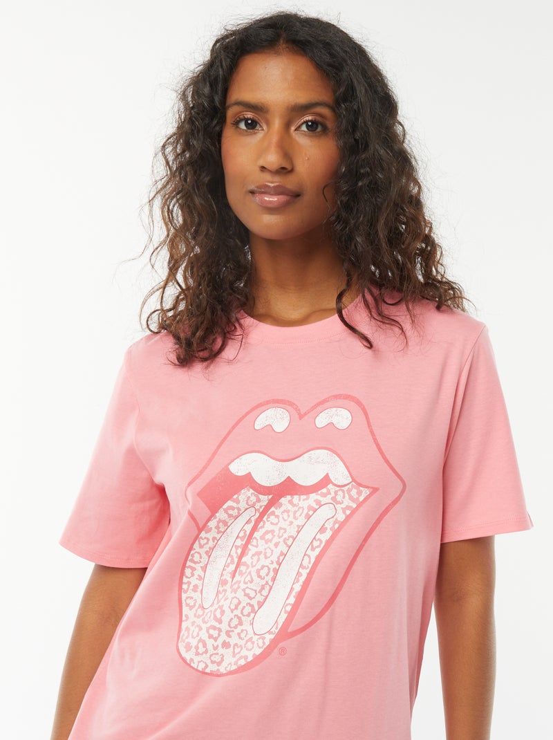 T-shirt de manga curta 'Rolling Stones' ROSA - Kiabi