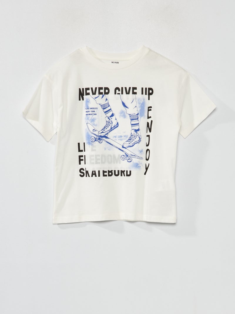 T-shirt de manga curta 'Skate' BRANCO - Kiabi