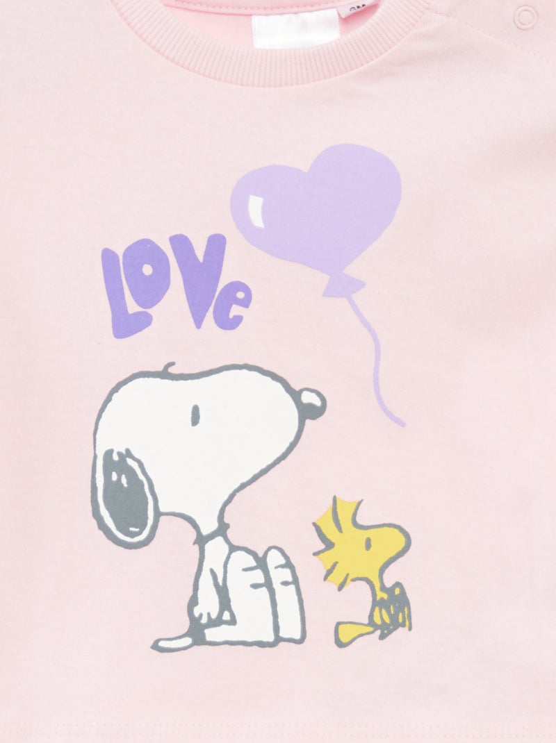 T-shirt de manga curta 'Snoopy' Rosa - Kiabi