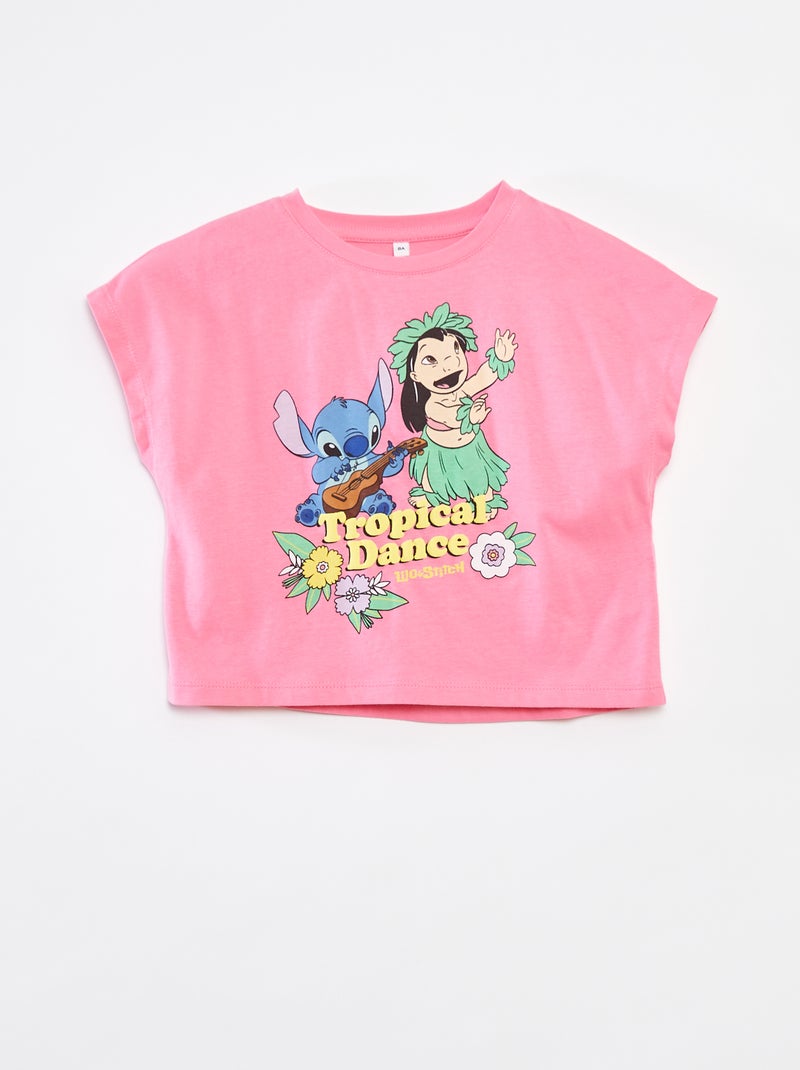 T-shirt de manga curta 'Stitch' Rosa - Kiabi