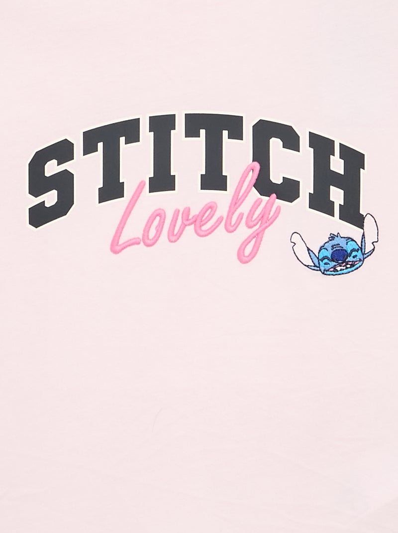 T-shirt de manga curta 'Stitch' Rosa - Kiabi