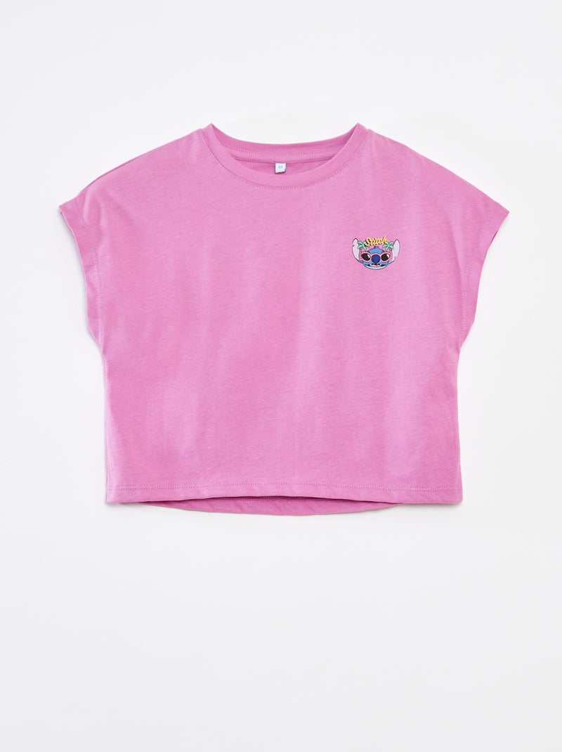 T-shirt de manga curta 'Stitch' Violeta - Kiabi