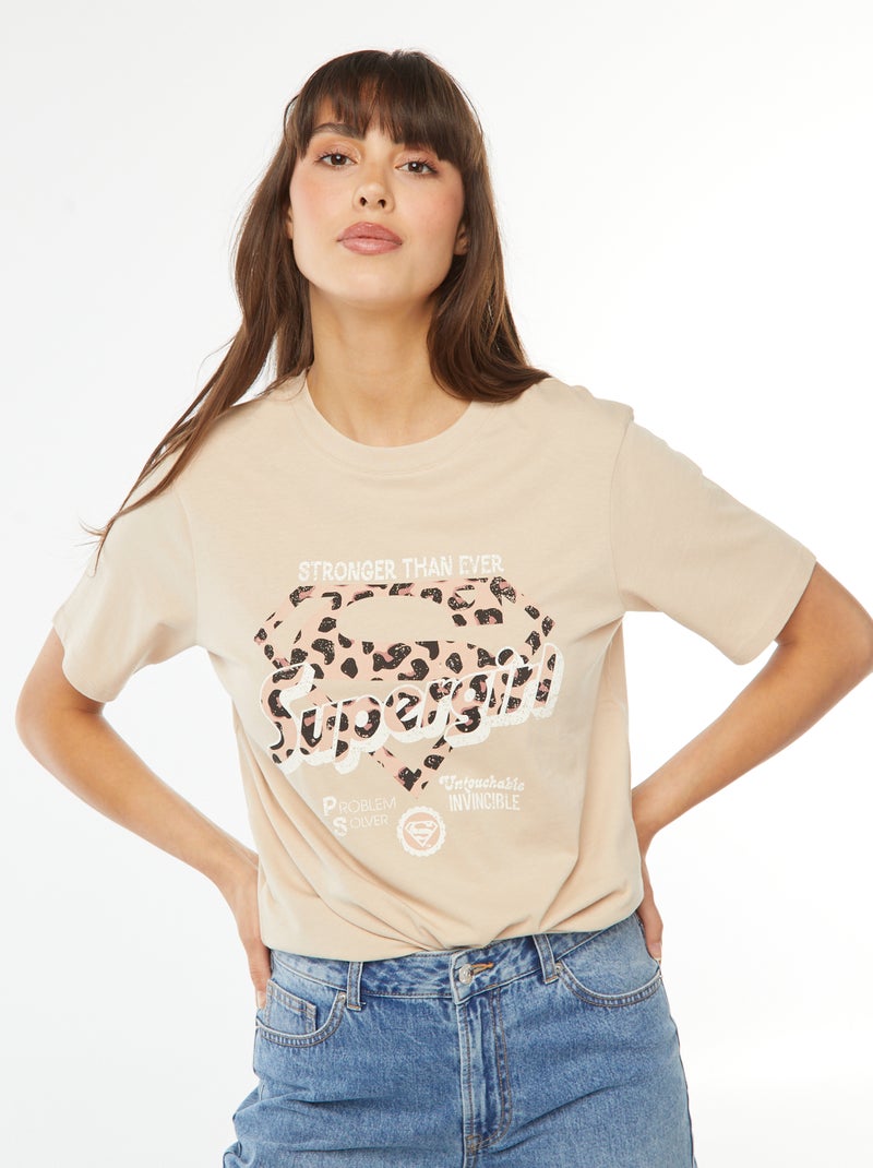 T-shirt de manga curta 'Super-Homem' BEGE - Kiabi