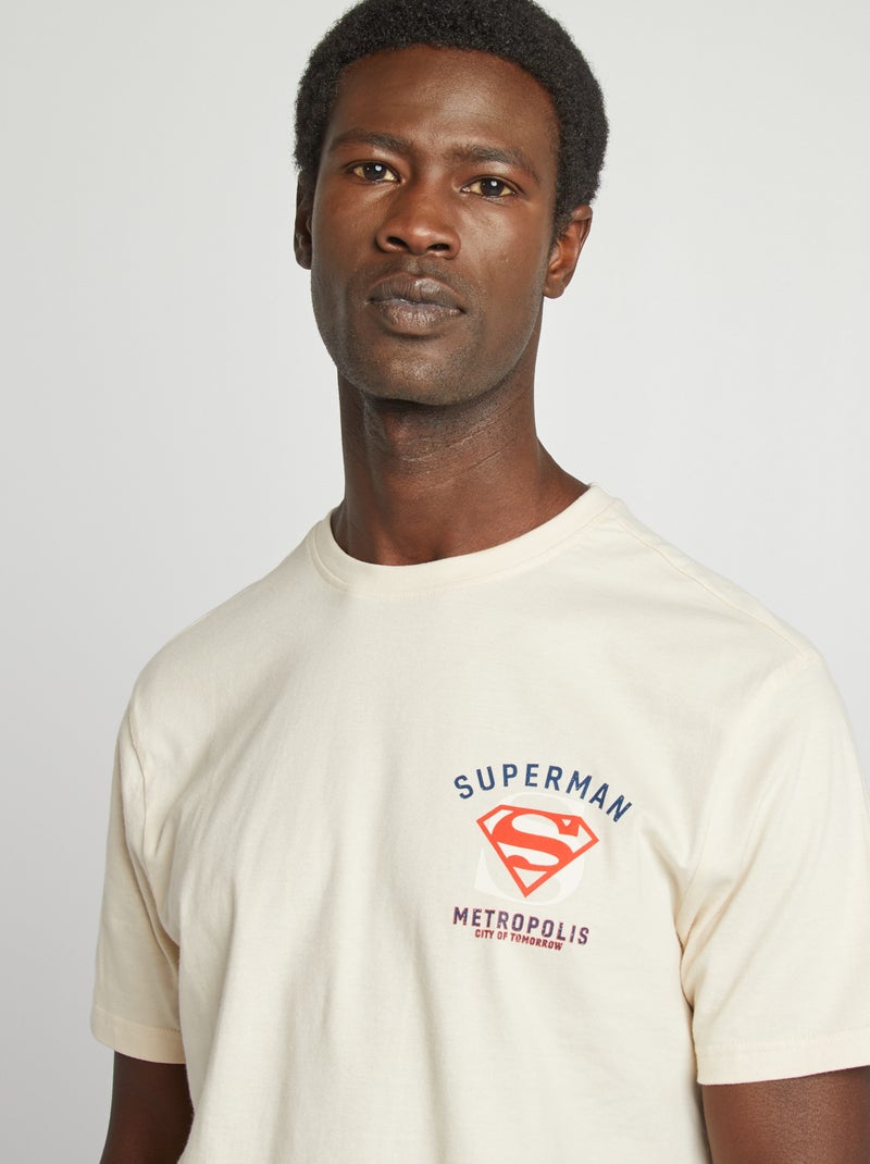 T-shirt de manga curta 'Super-Homem', com estampado nos dois lados bege - Kiabi