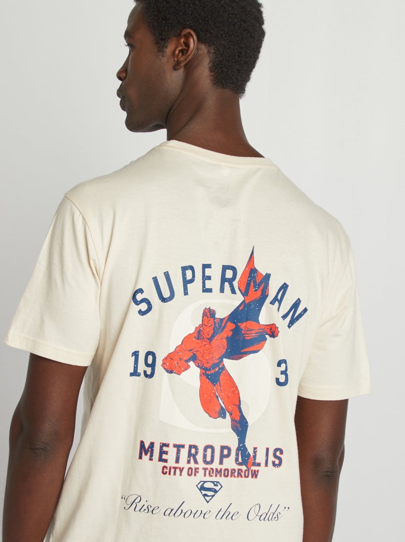 T-shirt de manga curta 'Super-Homem', com estampado nos dois lados bege - Kiabi