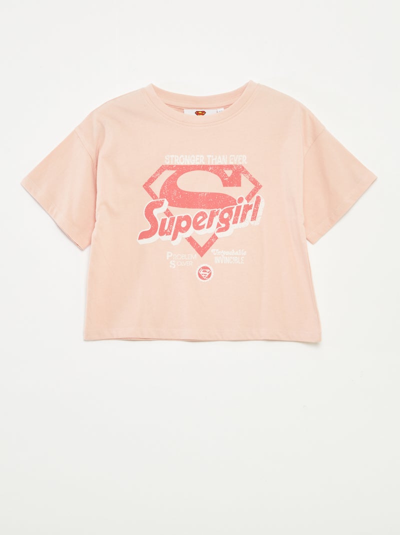 T-shirt de manga curta 'Super-Homem' da 'DC Comics' com estampado frente/verso ROSA - Kiabi