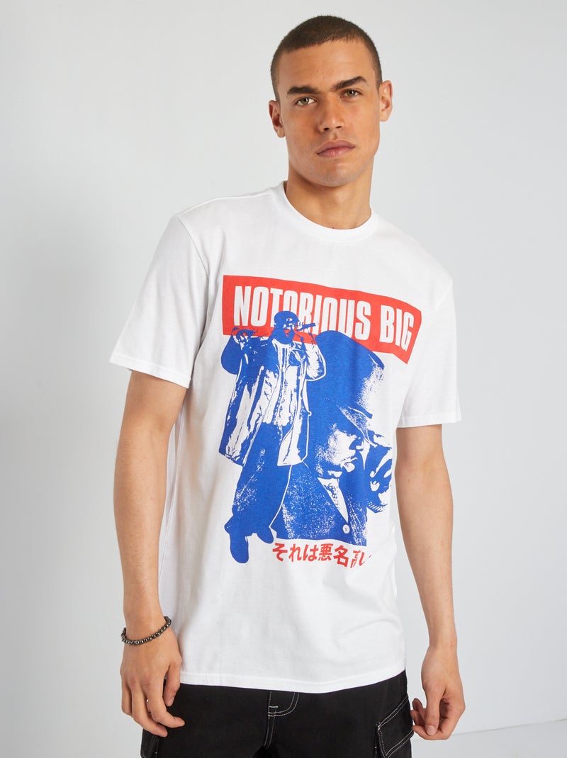 T-shirt de manga curta 'The Notorious Big' BRANCO - Kiabi