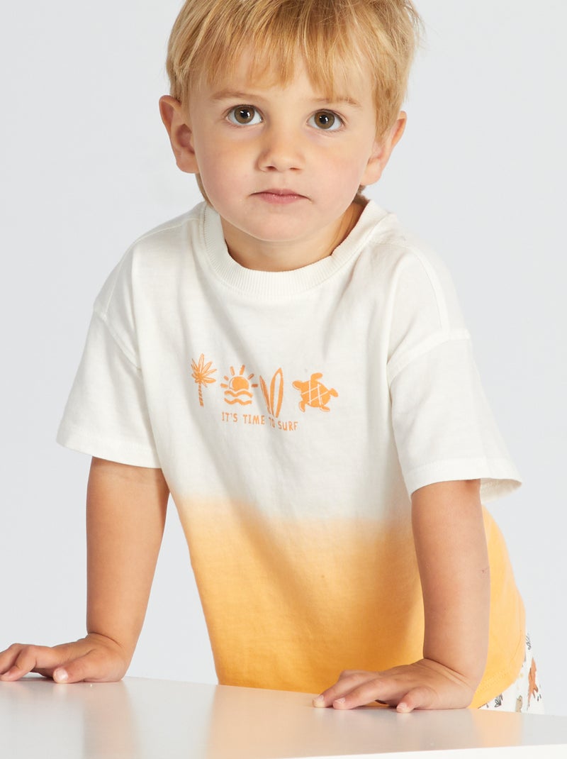 T-shirt de manga curta Tie and Dye LARANJA - Kiabi