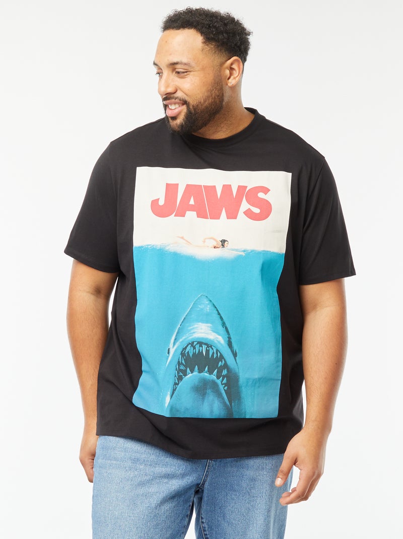 T-shirt de manga curta 'Tubarão' com estampado PRETO - Kiabi