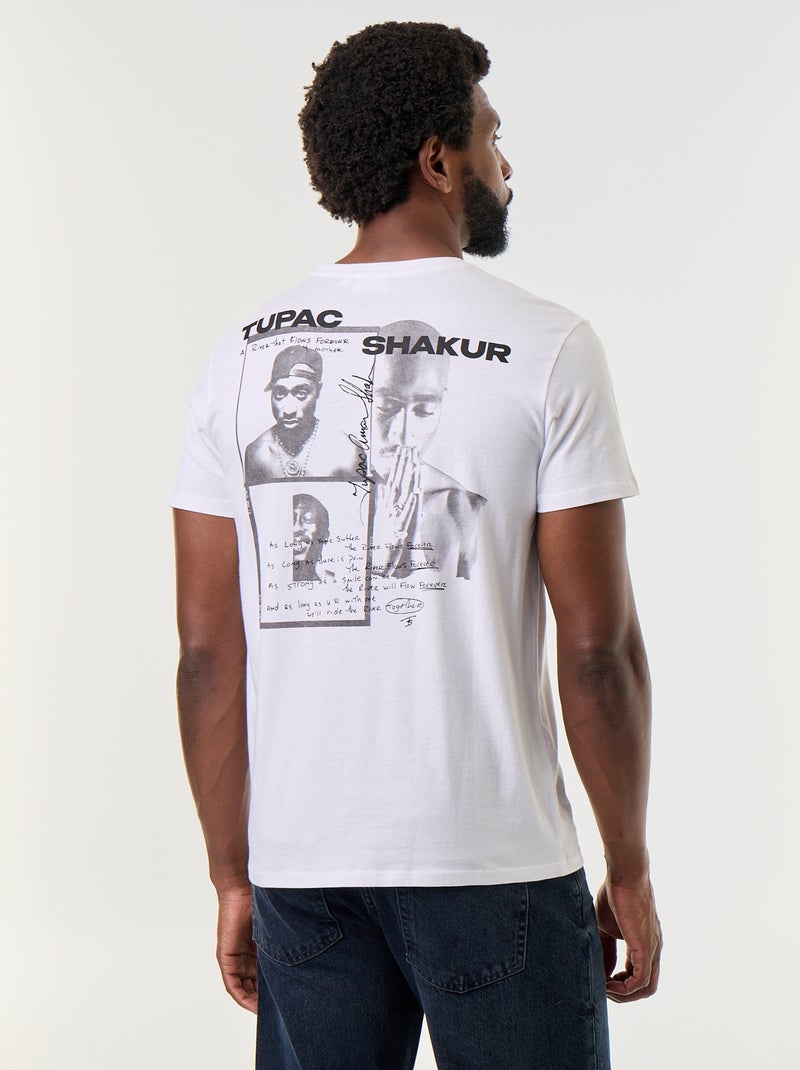 T-shirt de manga curta 'Tupac' Branco - Kiabi