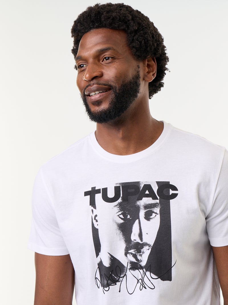 T-shirt de manga curta 'Tupac' Branco - Kiabi