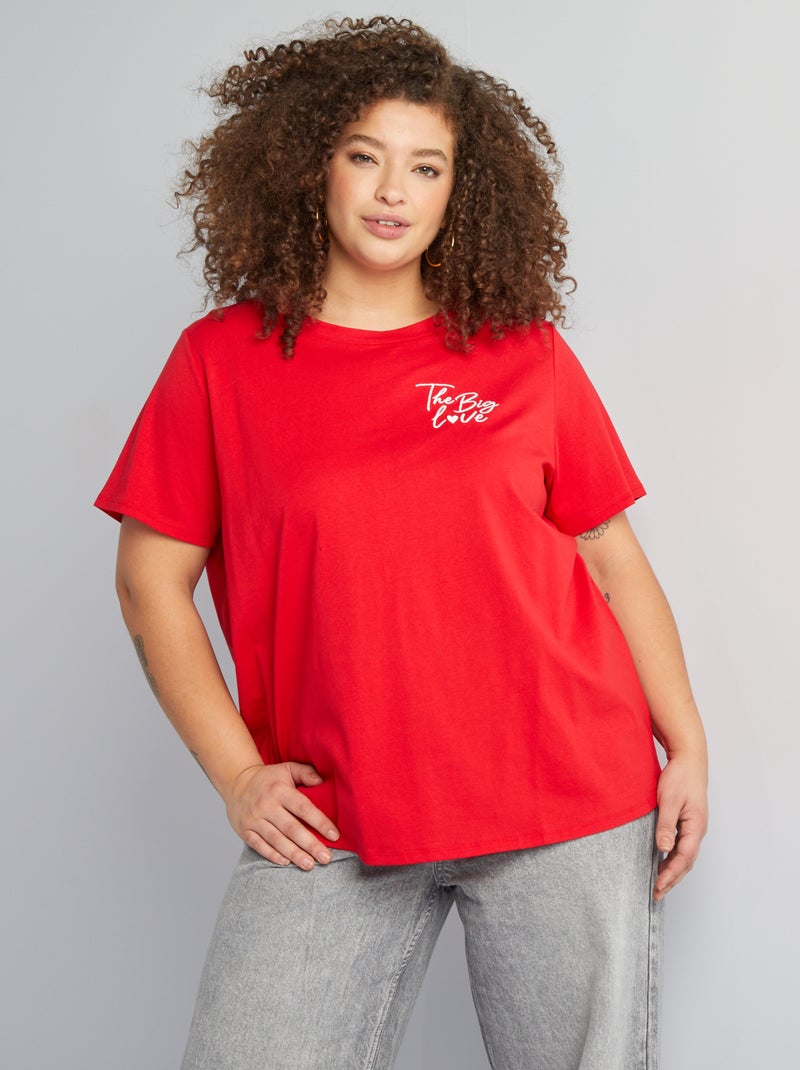 T-shirt de manga curta VERMELHO - Kiabi