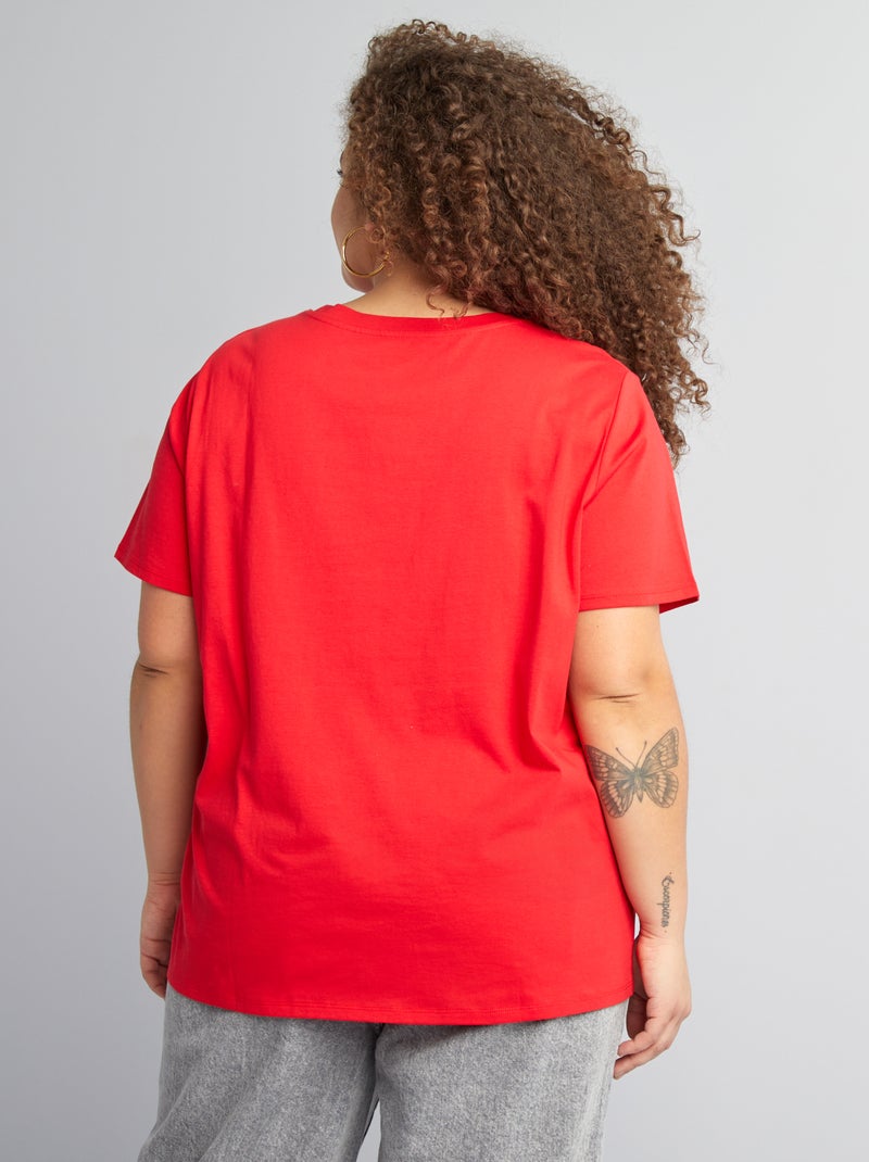 T-shirt de manga curta VERMELHO - Kiabi