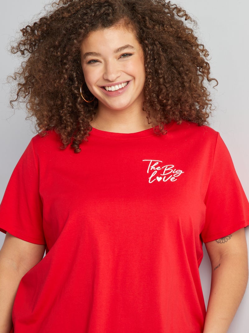 T-shirt de manga curta VERMELHO - Kiabi