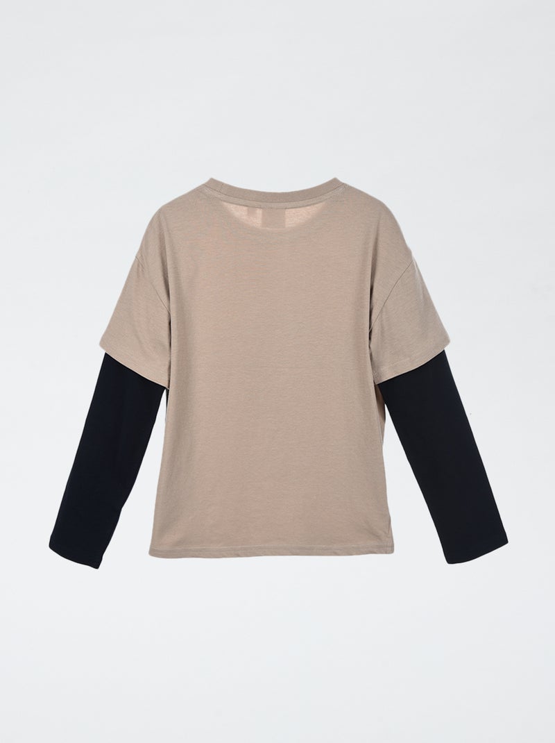 T-shirt de manga dupla 'Patrulha Canina' Bege - Kiabi