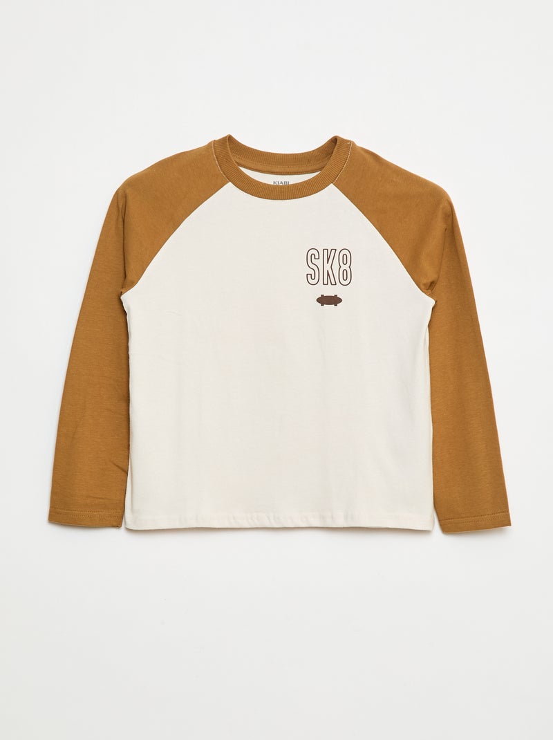 T-shirt de manga em raglã Amarelo - Kiabi