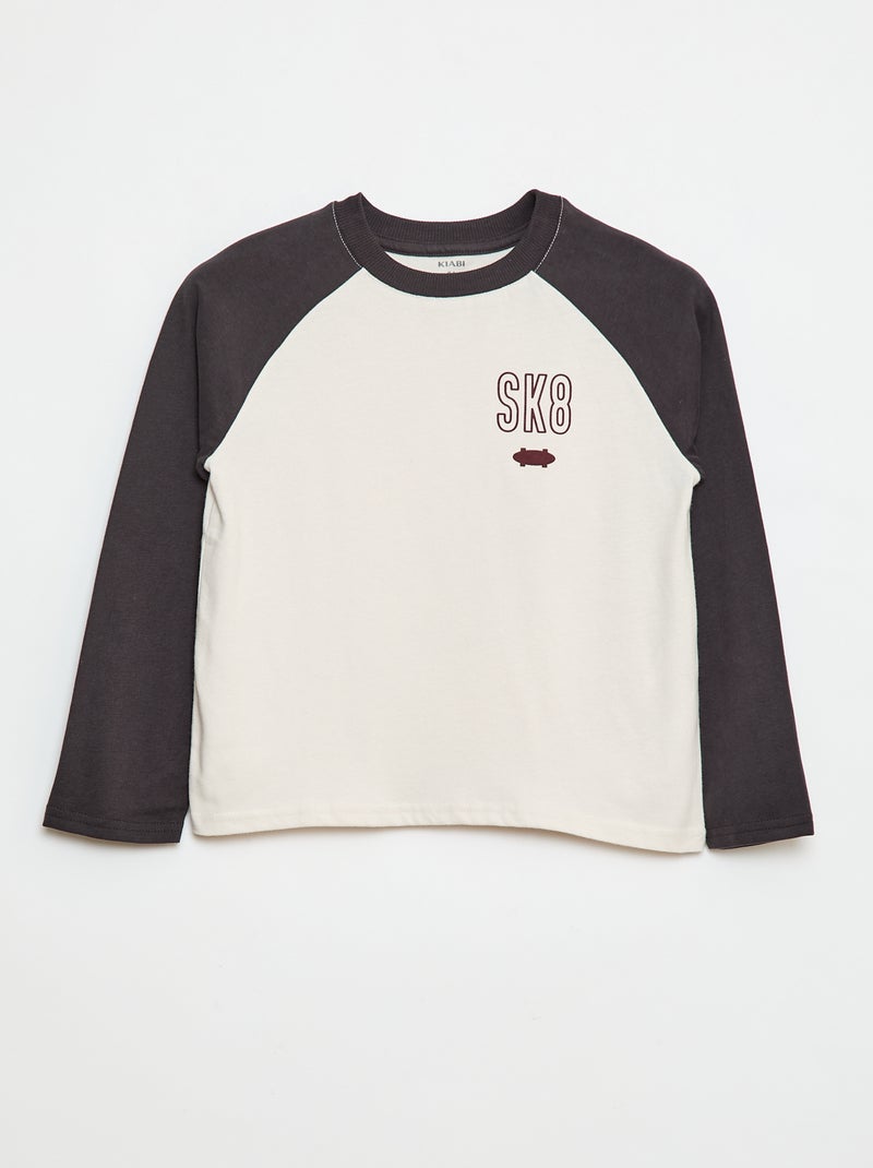 T-shirt de manga em raglã Cinza - Kiabi