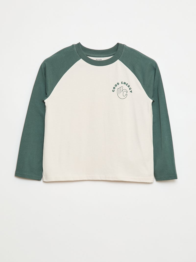 T-shirt de manga em raglã Verde - Kiabi