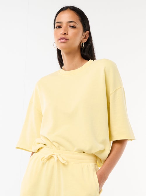 T-shirt de mangas 3/4 em French Terry - Kiabi