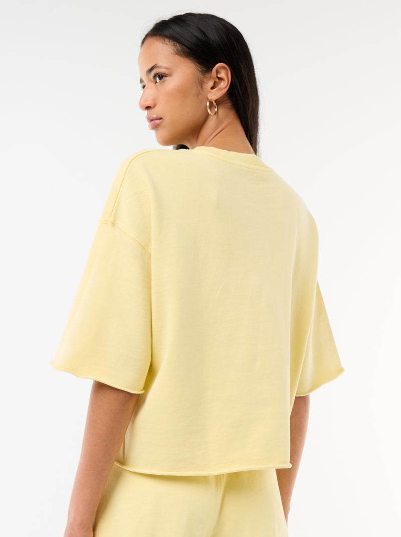 T-shirt de mangas 3/4 em French Terry Amarelo - Kiabi