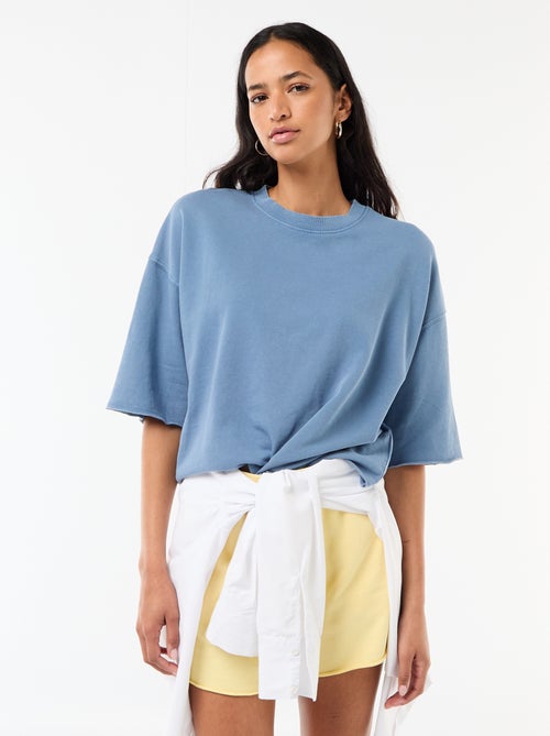 T-shirt de mangas 3/4 em French Terry - Kiabi