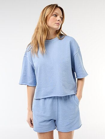 T-shirt de mangas 3/4 em French Terry