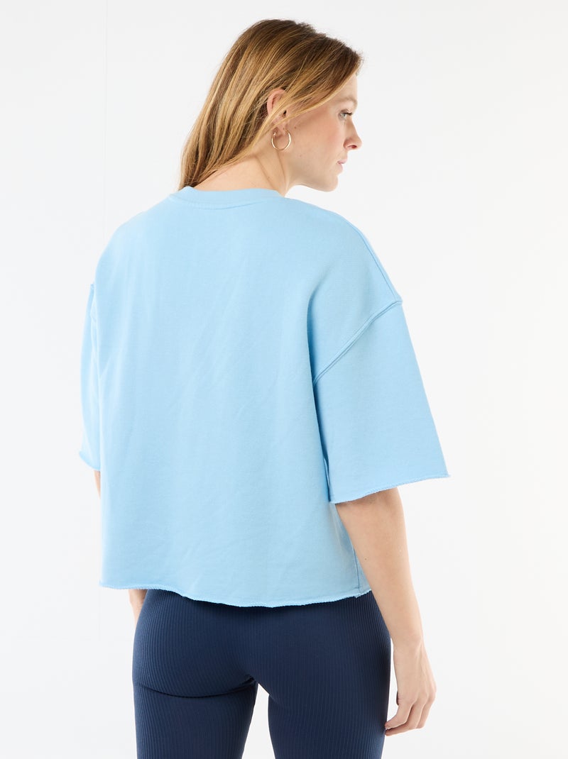 T-shirt de mangas 3/4 em French Terry Azul - Kiabi