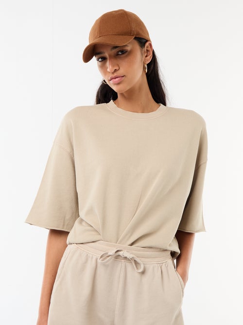 T-shirt de mangas 3/4 em French Terry - Kiabi