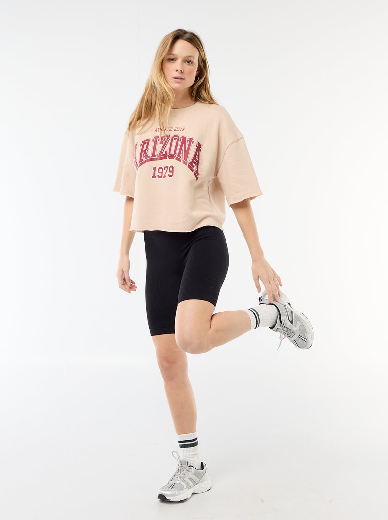 T-shirt de mangas 3/4 em French Terry Bege - Kiabi