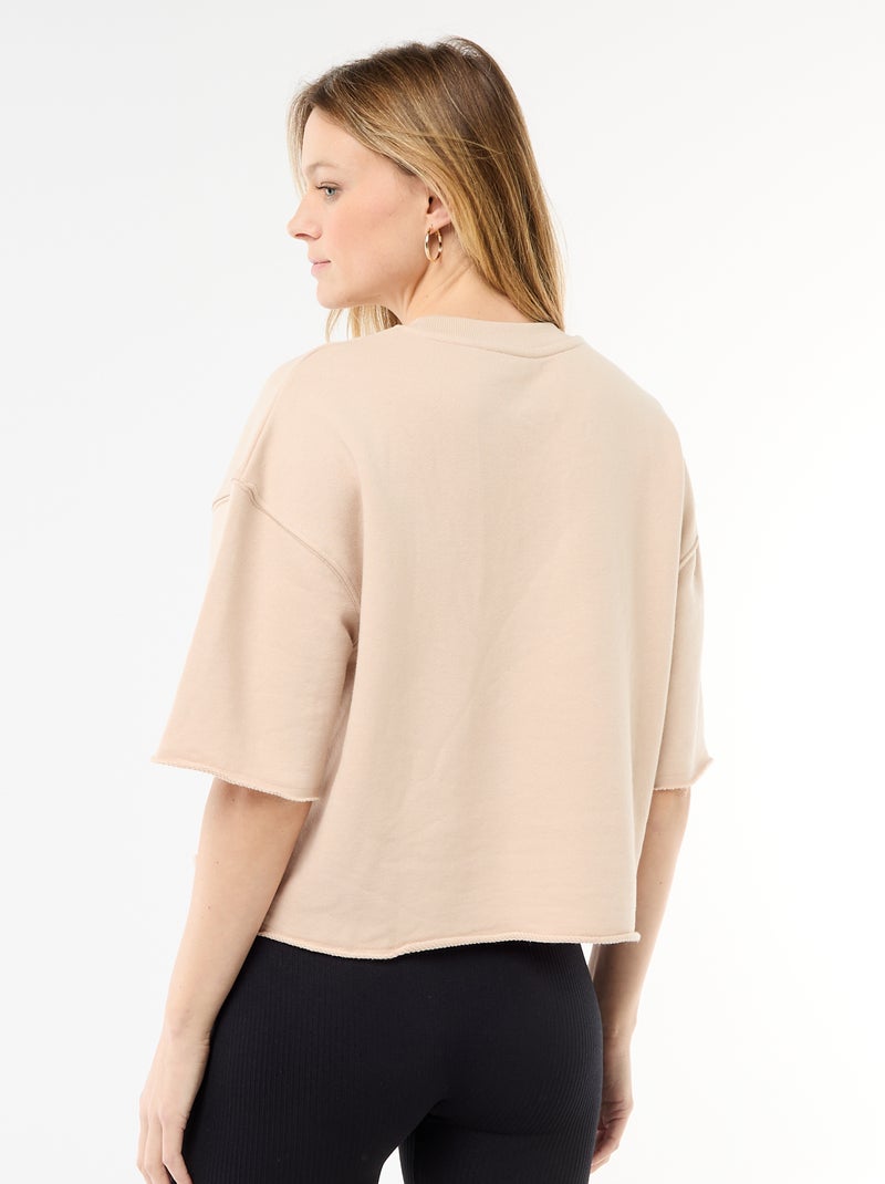 T-shirt de mangas 3/4 em French Terry Bege - Kiabi