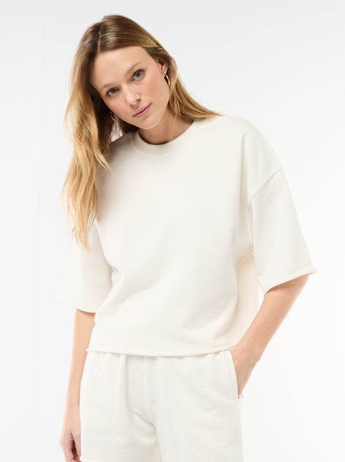 T-shirt de mangas 3/4 em French Terry - Kiabi