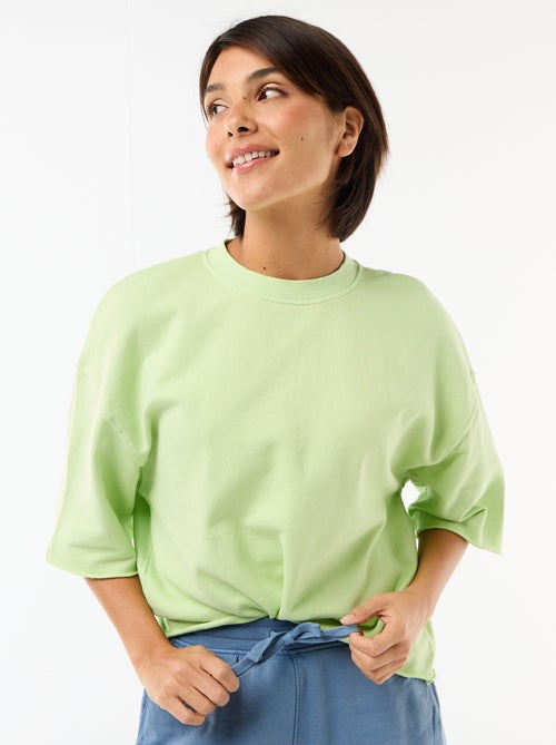 T-shirt de mangas 3/4 em French Terry - Kiabi
