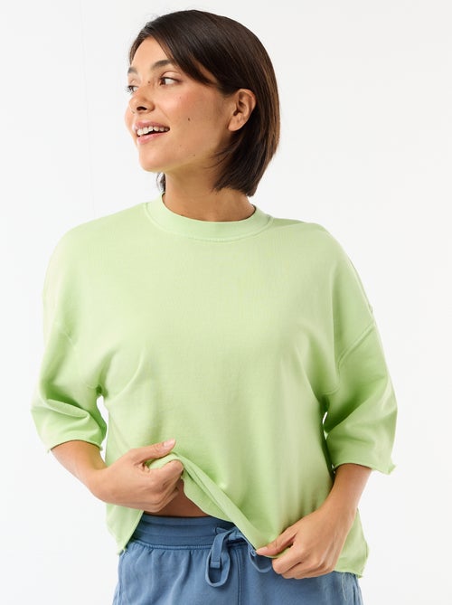 T-shirt de mangas 3/4 em French Terry - Kiabi