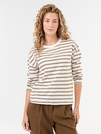 T-shirt de mangas compridas às riscas