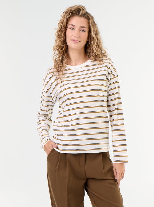 T-shirt de mangas compridas às riscas - Kiabi T-shirt de mangas compridas às riscas - Kiabi