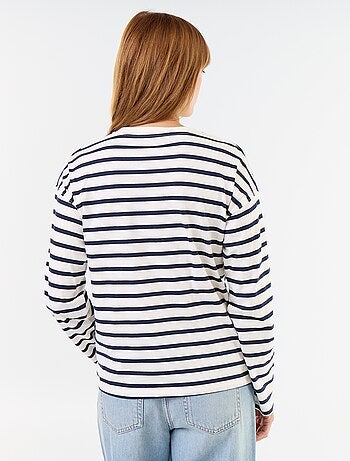 T-shirt de mangas compridas às riscas