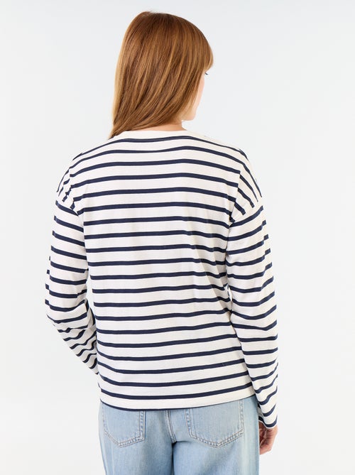T-shirt de mangas compridas às riscas - Kiabi T-shirt de mangas compridas às riscas - Kiabi