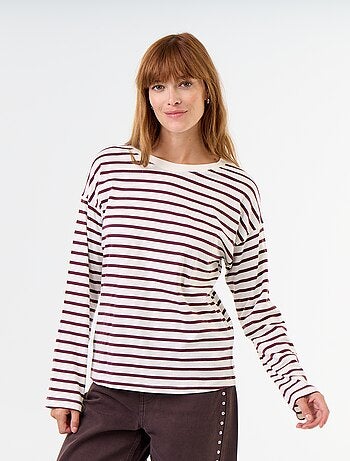 T-shirt de mangas compridas às riscas