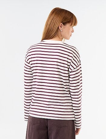 T-shirt de mangas compridas às riscas