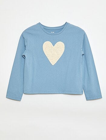 T-shirt de mangas compridas com animação bordada na frente