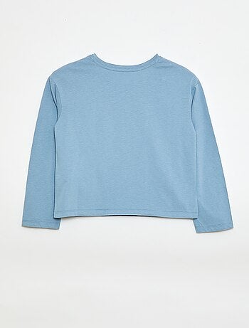 T-shirt de mangas compridas com animação bordada na frente