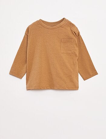 T-shirt de mangas compridas com bolso no peito