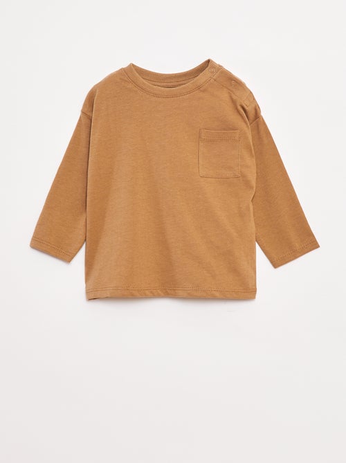 T-shirt de mangas compridas com bolso no peito - Kiabi