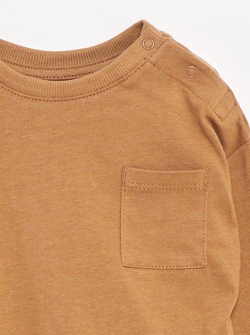 T-shirt de mangas compridas com bolso no peito - Kiabi