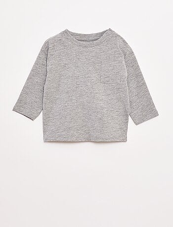 T-shirt de mangas compridas com bolso no peito