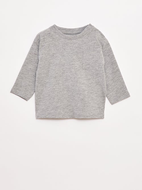 T-shirt de mangas compridas com bolso no peito - Kiabi T-shirt de mangas compridas com bolso no peito - Kiabi