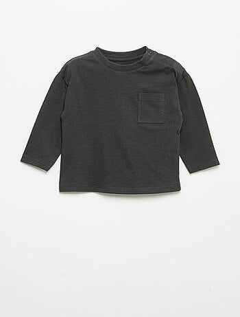 T-shirt de mangas compridas com bolso no peito