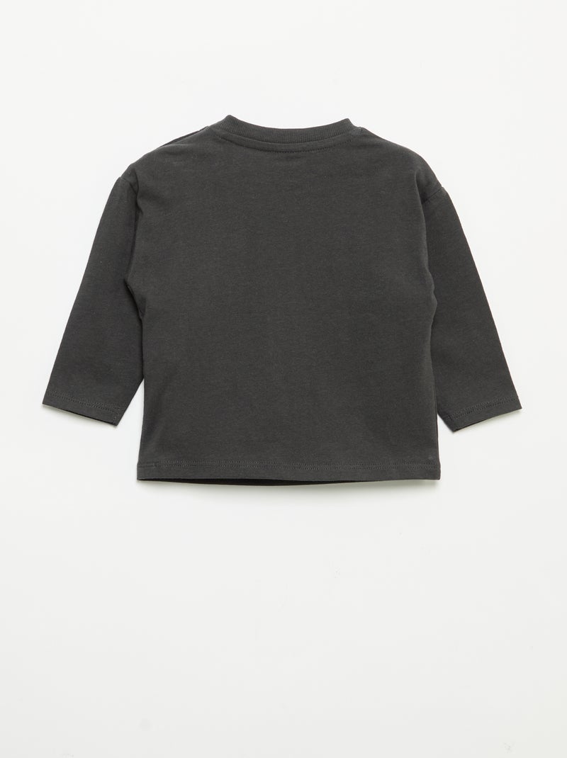 T-shirt de mangas compridas com bolso no peito Preto - Kiabi