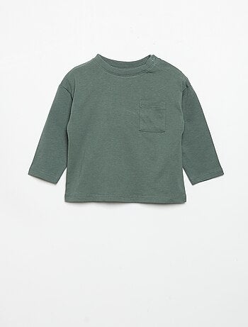 T-shirt de mangas compridas com bolso no peito