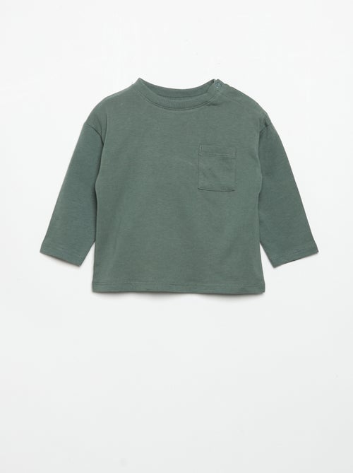 T-shirt de mangas compridas com bolso no peito - Kiabi T-shirt de mangas compridas com bolso no peito - Kiabi